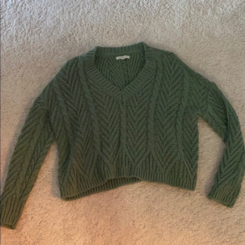 Dark Green V-Neck Sweater